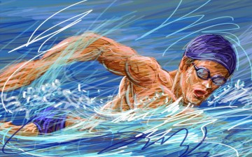 スポーツ Painting - 水泳印象派